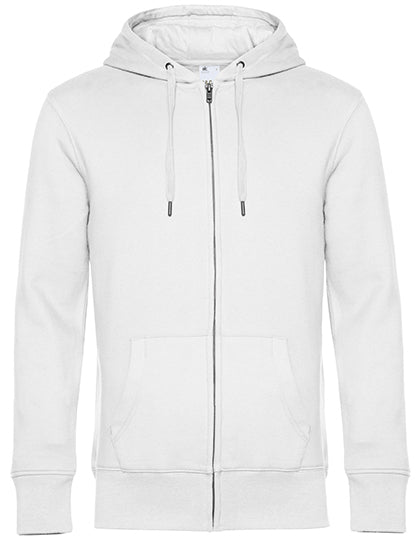 Grauer Zip-Hoodie von B&C, mit Reißverschluss und Kapuze, als Blanko oder bedruckt, aus weichem Stoff.