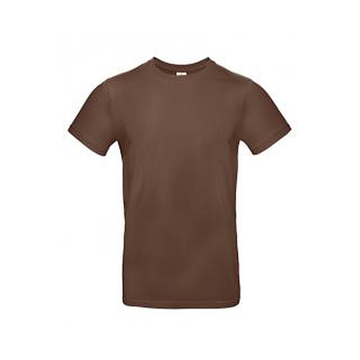 Braunes B&C T-Shirt mit DTF-Druck, bequemes Baumwoll-Shirt, sichtbares Druckmuster auf der Vorderseite