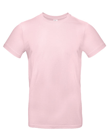 Weißes B&C T-Shirt, mit DTF-Druck, aus weicher Baumwolle, lässiger Schnitt, auf weißem Hintergrund fotografiert.