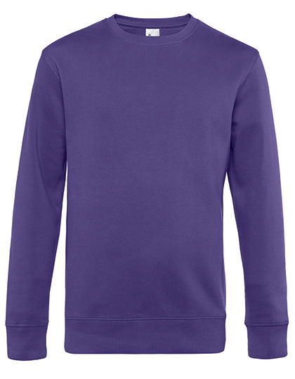 Herren-Pullover von B&C, in schlichtem Design, als Blanko oder mit DTF-Druck, aus weichem Stoff, auf einem weißen Hintergrund.