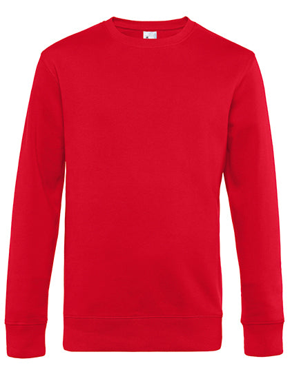 Weißer B&C Pullover, blank oder mit DTF-Druck, weiches Material, bequemes Design, auf einem weißen Hintergrund fotografiert