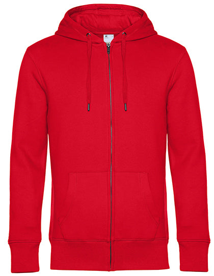 B&C Zip-Hoodie in neutral oder bedruckt, mit Reißverschluss und Kapuze, aus weichem Baumwollmaterial, nah aufgenommen