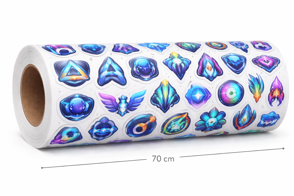 Digitaldruck Aufkleber auf Rolle mit Umrissschnitt rechteckig, 1 laufender Meter x 70cm